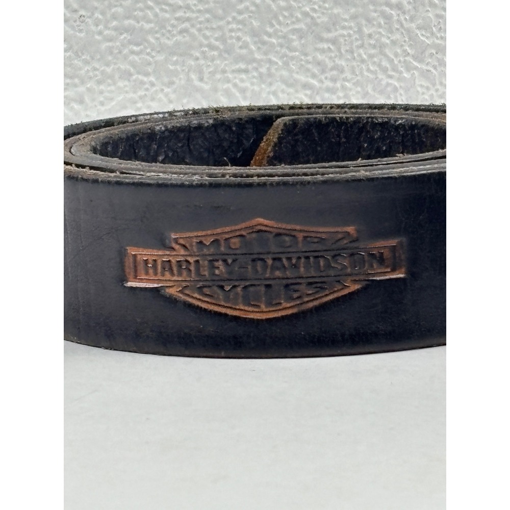Harley-Davidson Belt Mens 40 Black Leather Widows Sons Biker Embossed Biker Goth - Picture 2 of 4